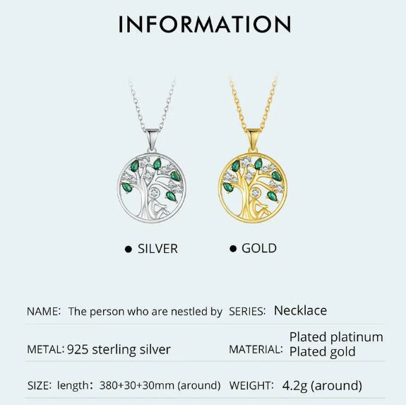 Tree of Life Necklace Pendant Gold Round