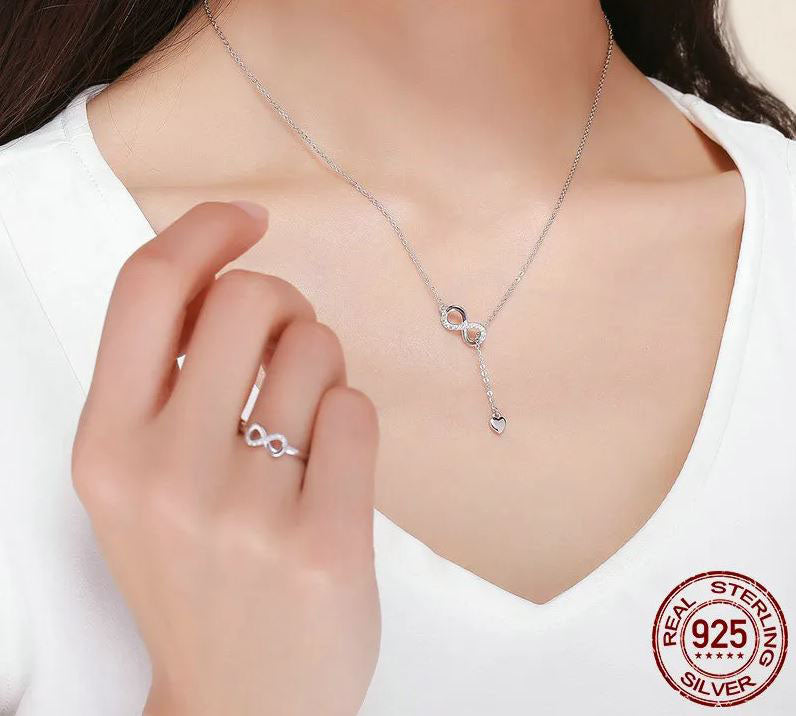 Infinity Love Necklace Pendant Clear Heart