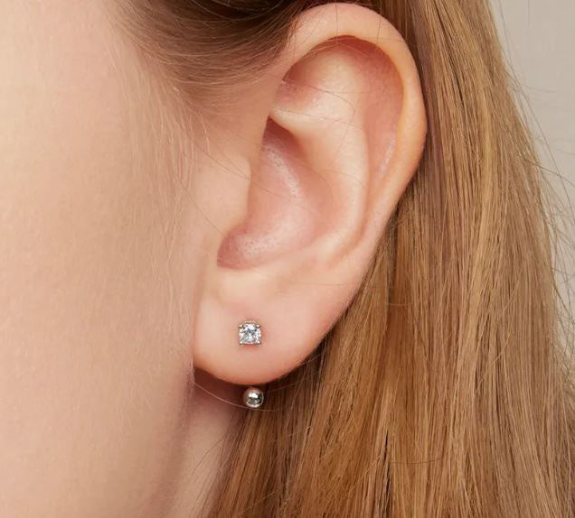 925 Sterling Silver Stud Earrings Cubic Zirconia Clear