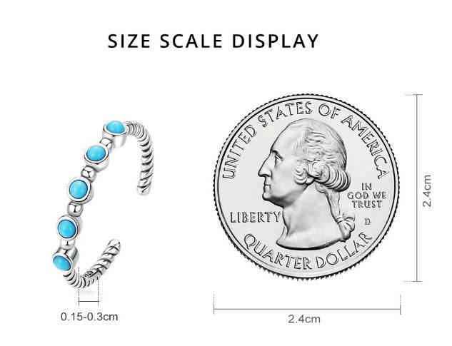 Round Ring Turquoise Twist Sterling Silver