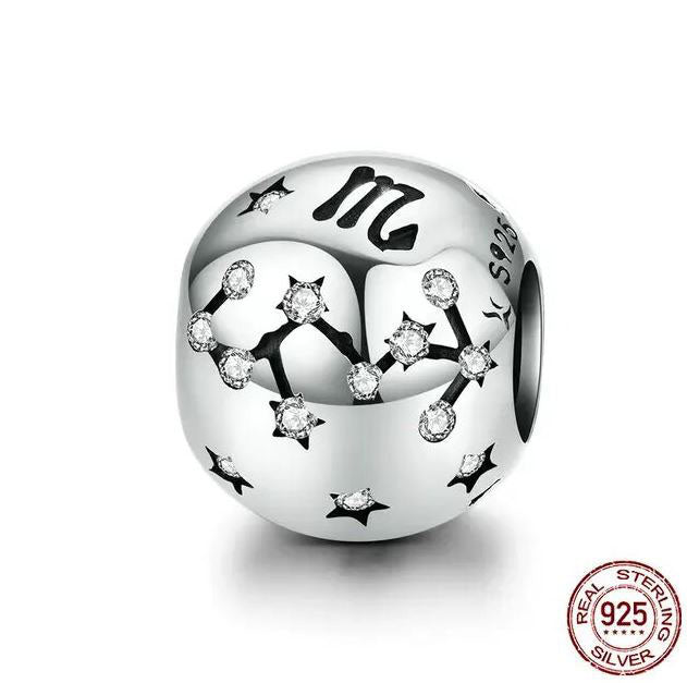 Charm Sterling Silver Twelve Constellations Star Zodiac Sign