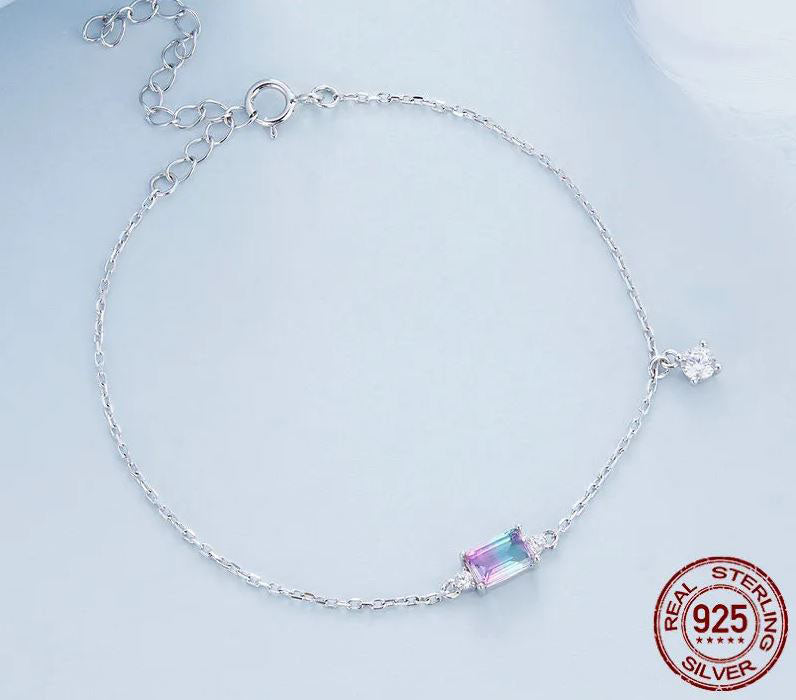 Bracelet For Women Woman Synthetic Tourmaline 925 Sterling Silver
