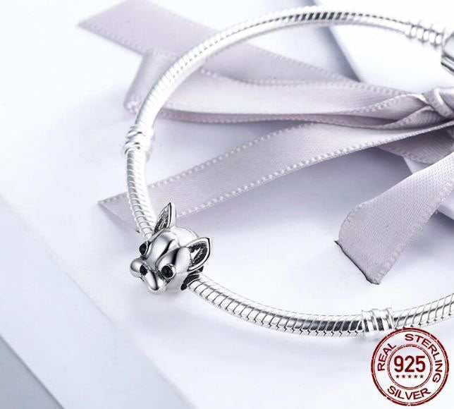 925 Sterling Silver Dog Charm Bead