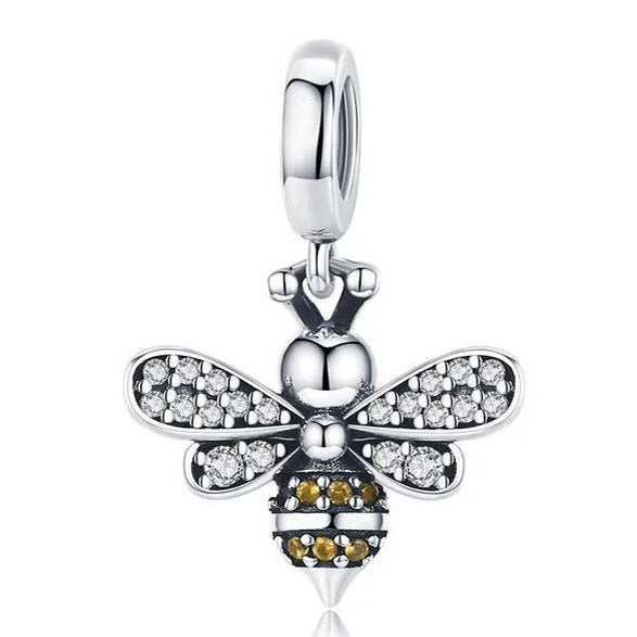yellow Bee Charm 925 Sterling Silver