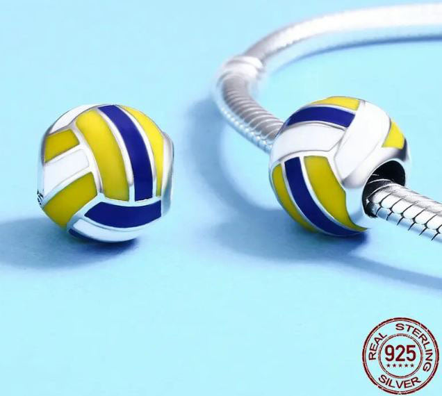 925 Sterling Silver Volleyball Charm For Women
