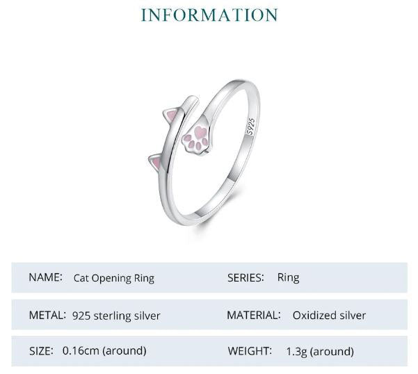925 Sterling Silver Cat Ears Ring For Women Pink