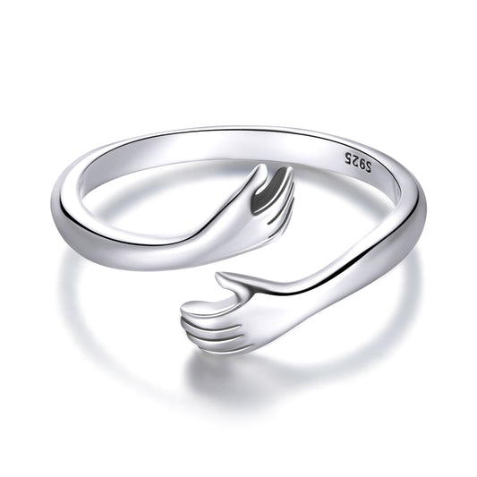 Adjustable Sterling Silver Hands Ring