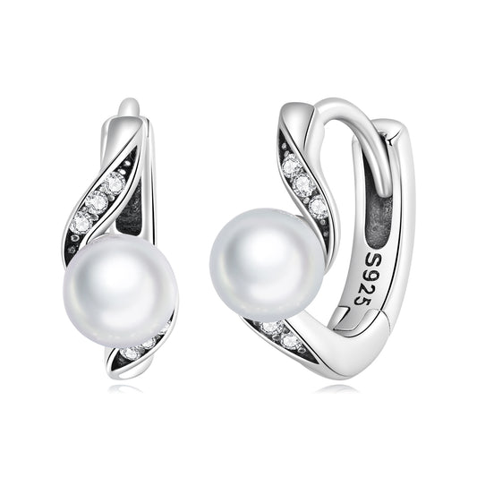 Elegant Simulated Pearl Twist Earrings