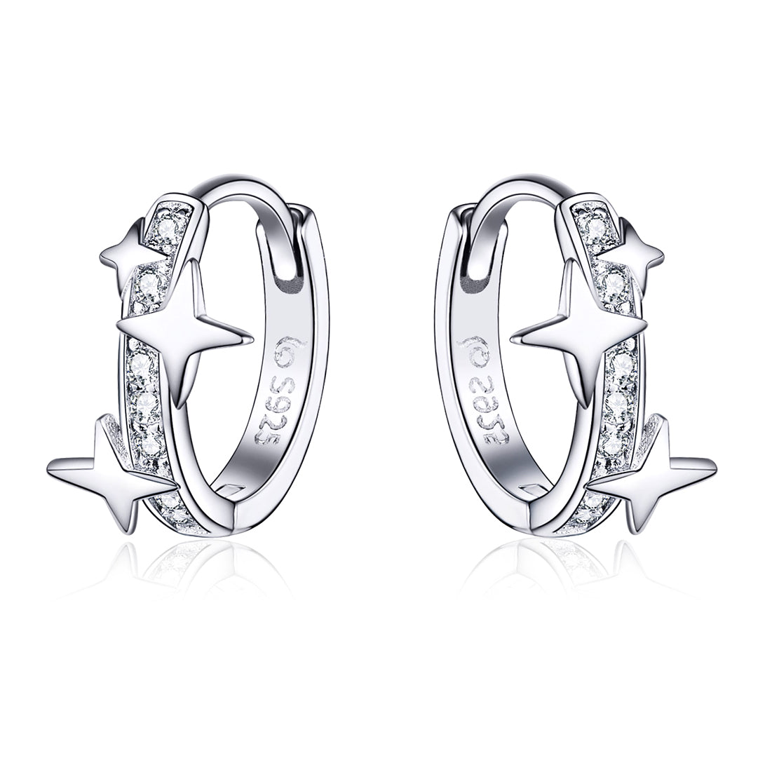 Dazzling Silver Star Hoop Earrings