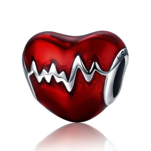 ECG Charm 925 Sterling Silver Love Heart