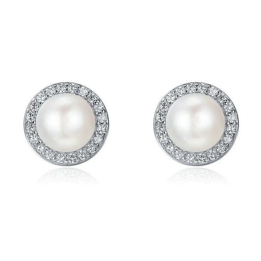 Earrings Simulated Pearl Studs Round Scallop