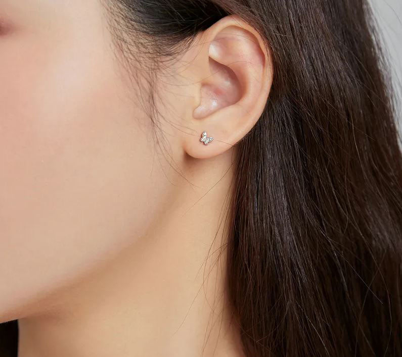 925 Sterling Silver Stud Earrings Insect Screw Back