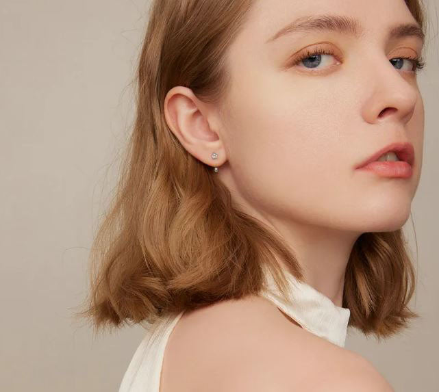 Stud Earrings Push Back Simple Line Clear