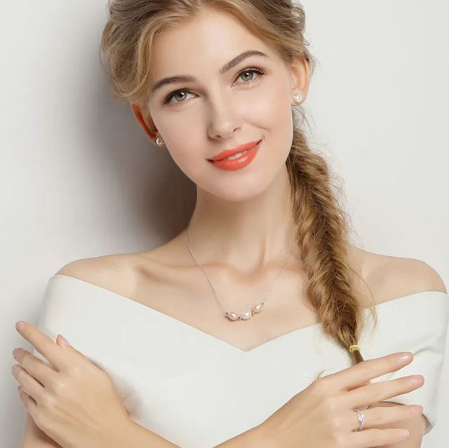 White Earrings Stud Shell Round