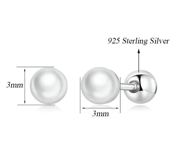 3mm Earrings Stud Screw Back Round