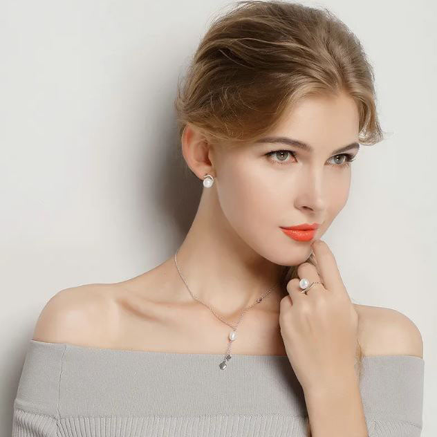 White Earrings Stud Simulated Pearl Spiral
