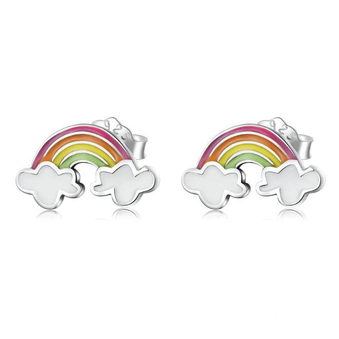 clouds and rainbow Earrings for girls Stud