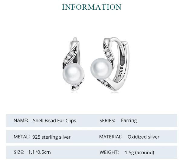 White Earrings Hoop Twisted Simulated Shell Pearl