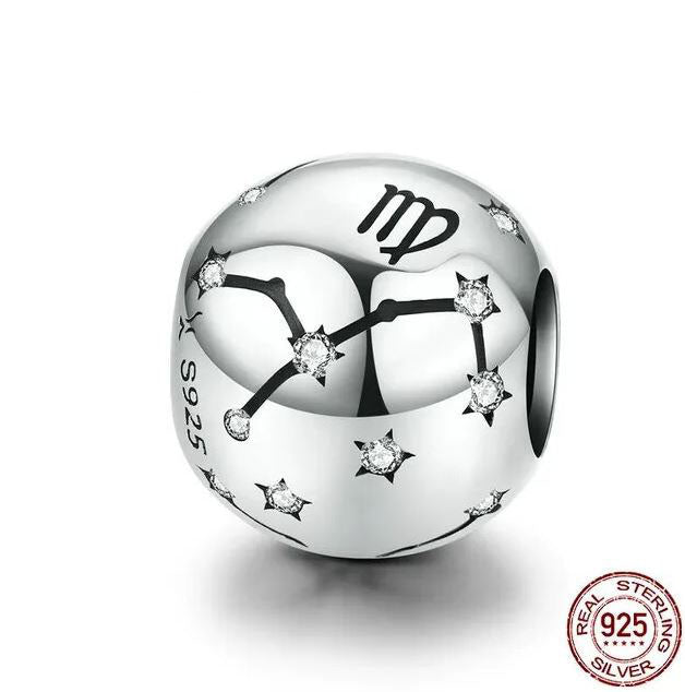 Charm Ireland Sterling Silver 925 Twelve Constellations Star