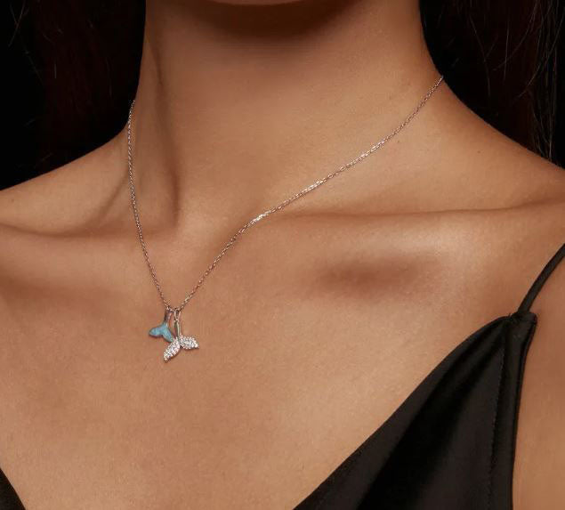 Blue Necklace Whale Tail Pendant Fish
