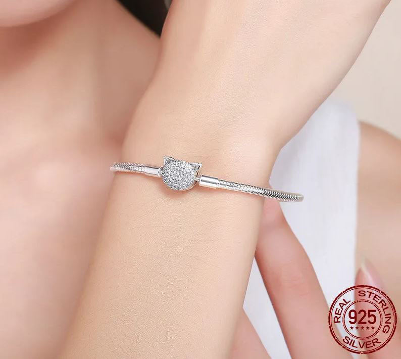 Woman Bracelet Glittering Snake Chain Sterling Silver