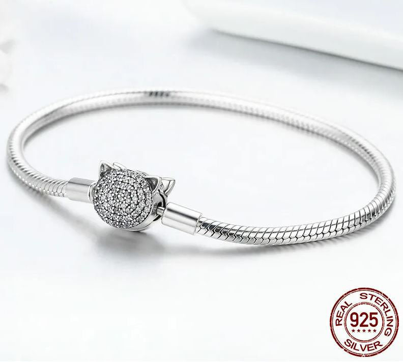 925 Sterling Silver Snake Chain Bracelet For Women Glittering