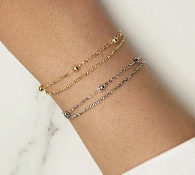 925 Sterling Silver Round Beads Bracelet Adjustable