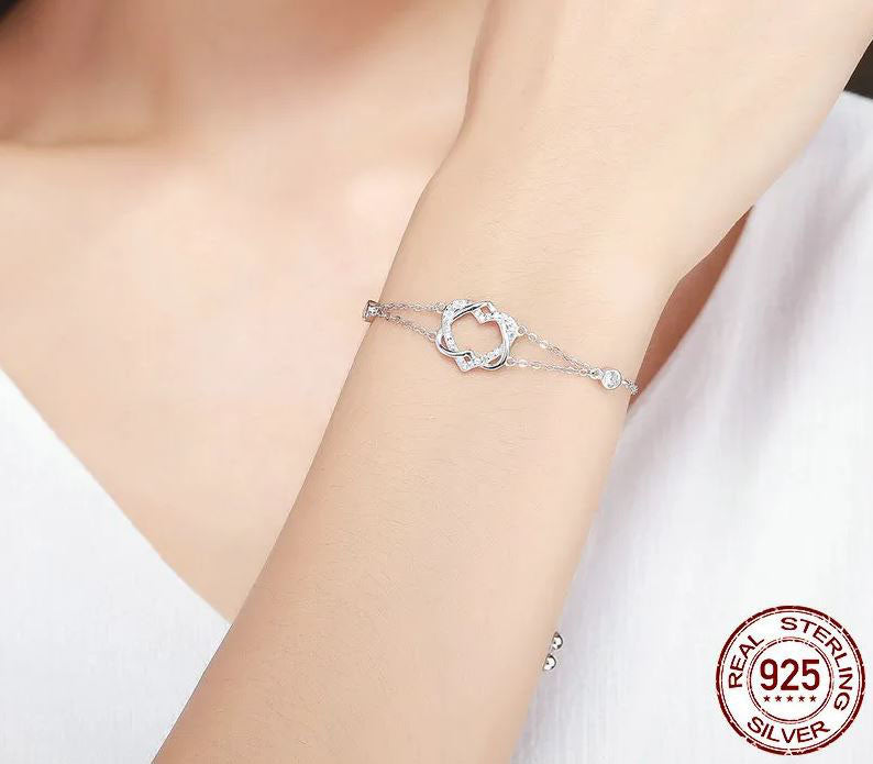 Double Heart Bracelet Woman Twisted Clear