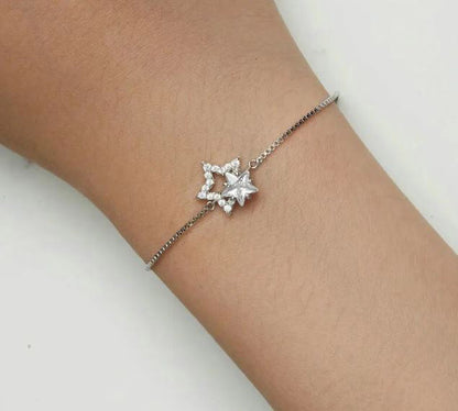 925 Sterling Silver Dazzling Star Bracelet For Women Clear