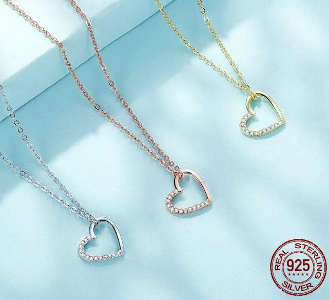 Heart Necklace Pendant Shape of Love Rose Gold