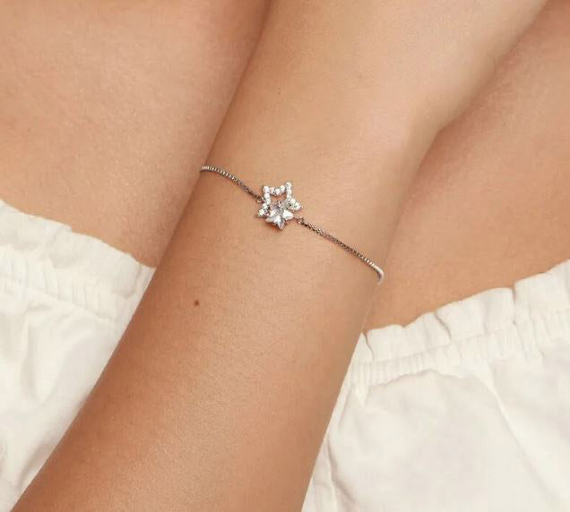 Woman Bracelet Clear Dazzling Star Sterling Silver