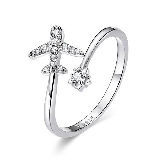 Airplane Ring Flower Adjustable Clear
