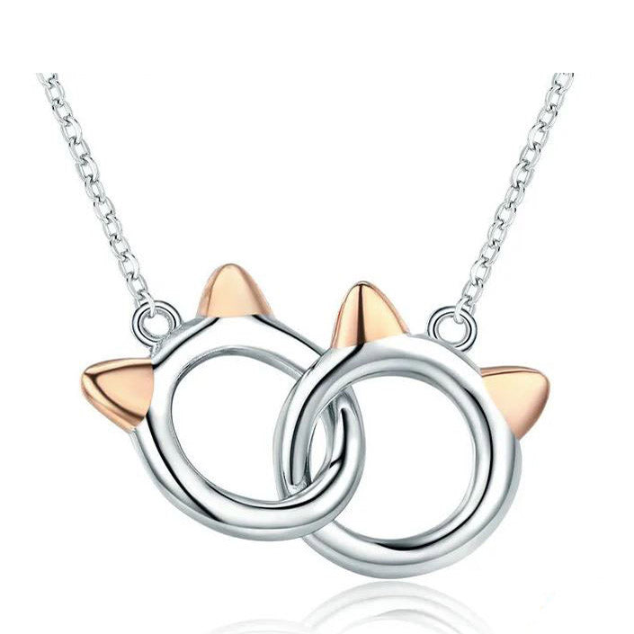 925 Sterling Silver Cat Necklace Pendant rose gold