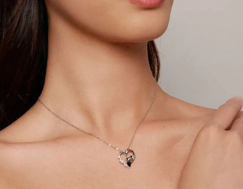 Baby Panda Necklace Pendant Heart Animal Rose Gold