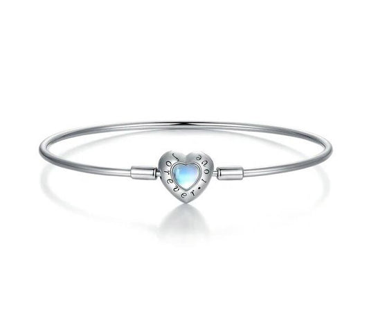 Sterling Silver Bracelet For Women Bangle Charms Forever Love Bright Heart