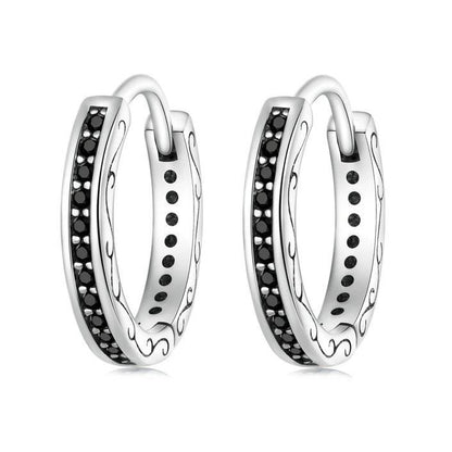 Black Hoop earrings sterling silver