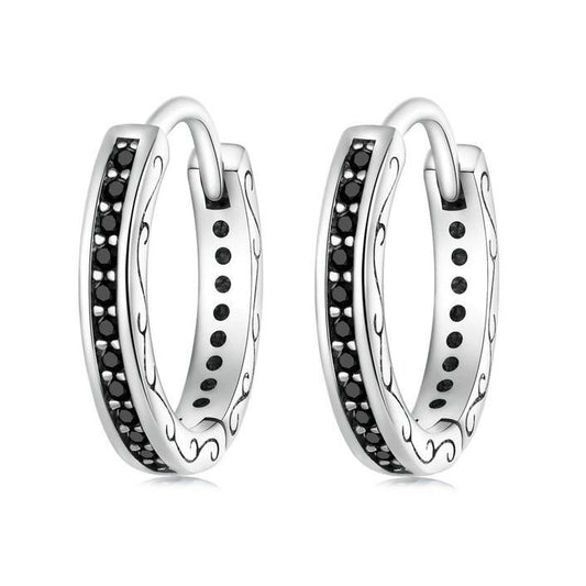 Black Hoop earrings sterling silver