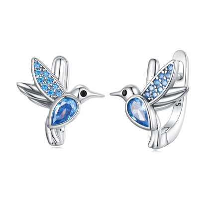 Dazzling Blue Bird Stud Earrings