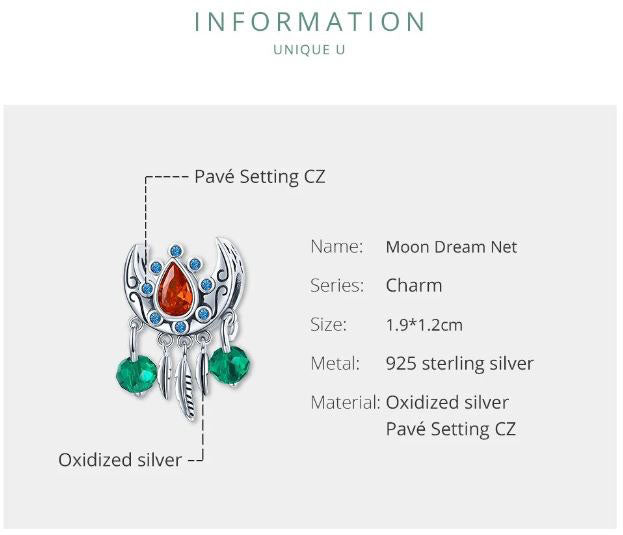 925 Sterling Silver Dreamcatcher Charm For Women 
