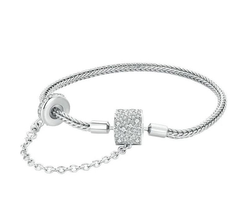 Sterling Silver Bracelet For Women Basic Charm Safty Chain
