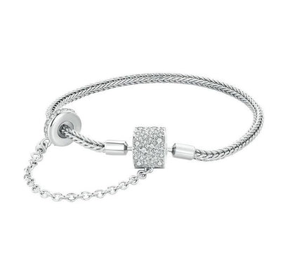 Sterling Silver Bracelet For Women snake chain Basic Charm Safty Chain