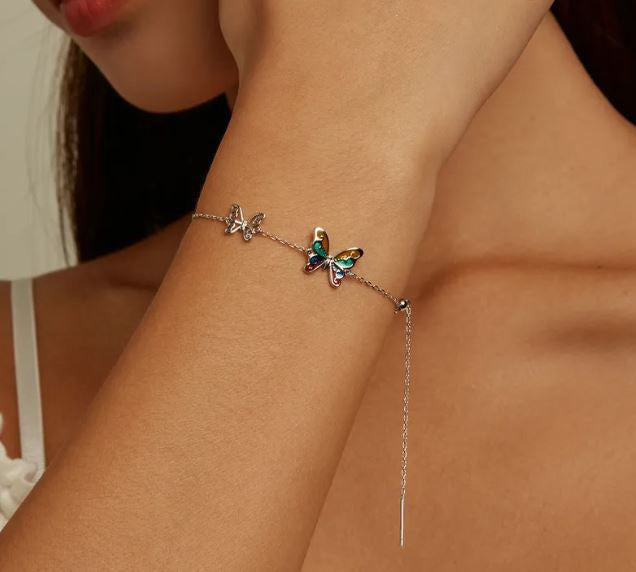 Woman Bracelet Colourful Brilliant Butterfly Sterling Silver