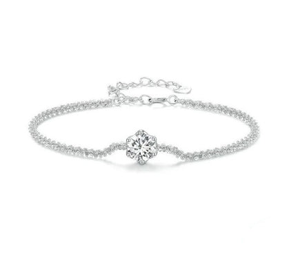 Sterling Silver Bracelet For Women Chain Link Moissanite
