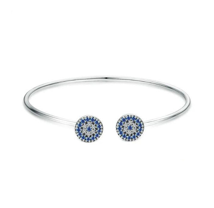 Sterling Silver Bracelet For Women Cuff Bangle Lucky Eyes
