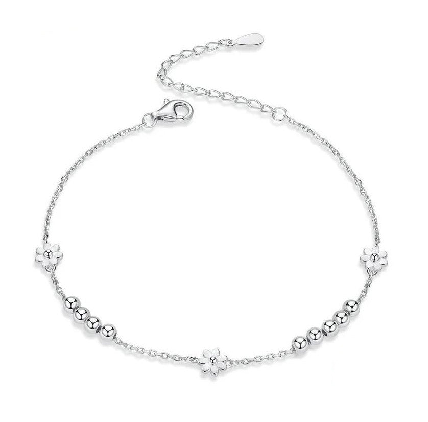 Beads Bracelet 925 Sterling Silver Daisy Woman Flower