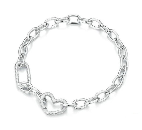 Sterling Silver Bracelet For Women Heart Charm Love