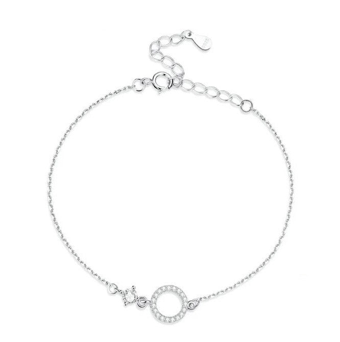 Sterling Silver Bracelet For Women Link Chain Simple Ring