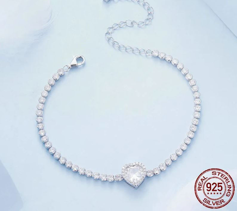 925 Sterling Silver Tennis Bracelet For Women Clear