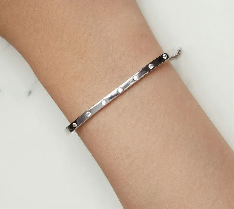 925 Sterling Silver Bangle Bracelet For Women Clear