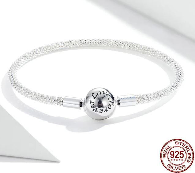 925 Sterling Silver Snake Chain Bracelet For Women Beads